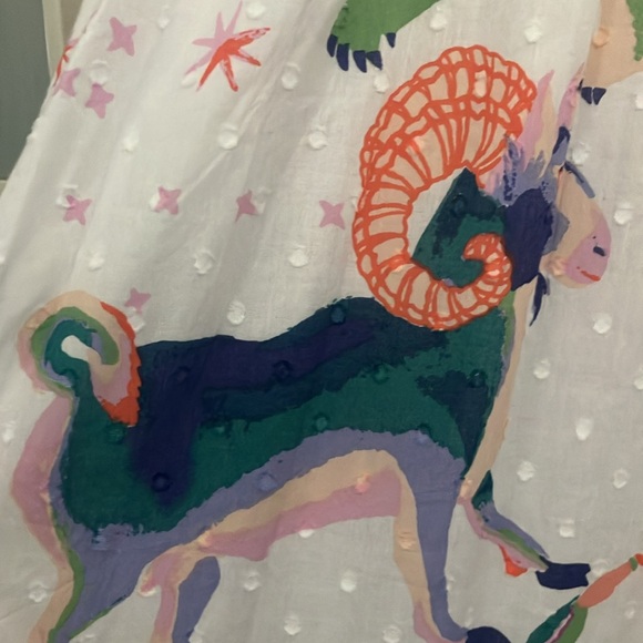 Banjanan dress NWT midi size S/XS Whimsical goat lion rabbit eagle MSRP$380 - Picture 4 of 17